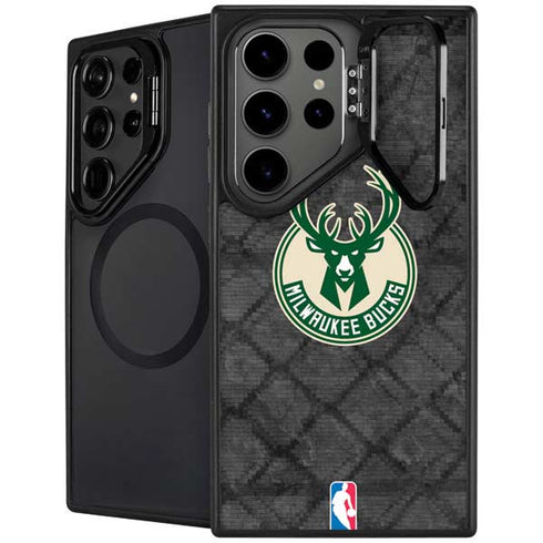 NBA Milwaukee Bucks Rusted Dark Galaxy S25 Ultra Kickstand Case